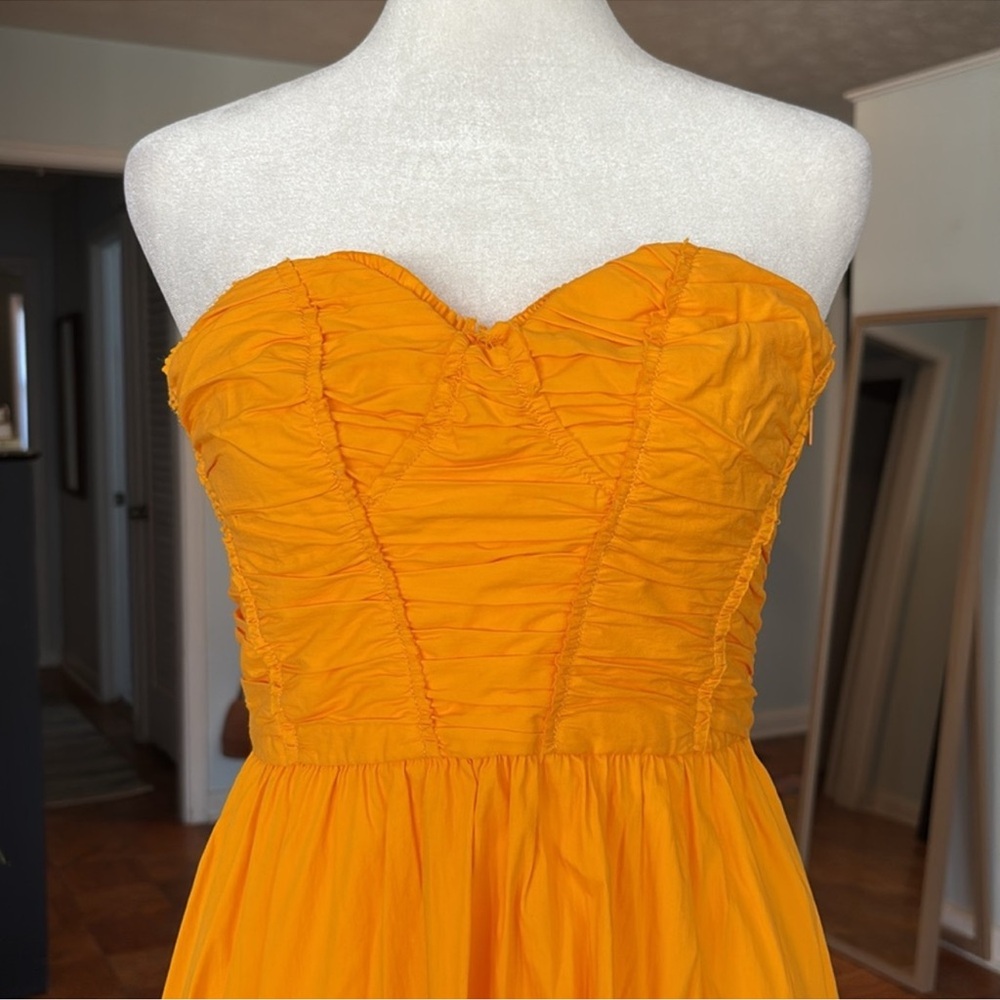 NWOT MANGO Flared Corset Dress in Neon Orange Size 4 - Picture 9 of 13
